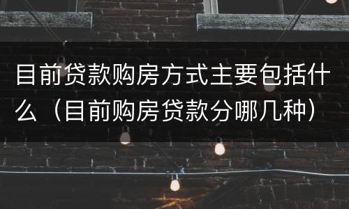 目前贷款购房方式主要包括什么（目前购房贷款分哪几种）