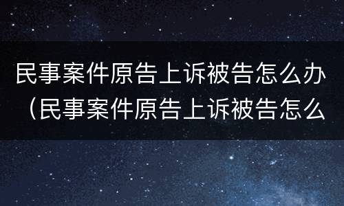 民事案件原告上诉被告怎么办（民事案件原告上诉被告怎么办呢）