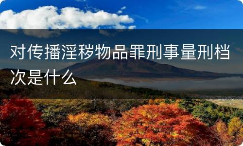 对传播淫秽物品罪刑事量刑档次是什么