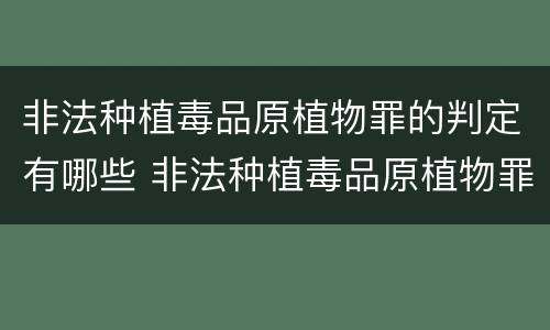 非法种植毒品原植物罪的判定有哪些 非法种植毒品原植物罪情节严重的三种情形是什么