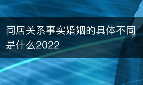 同居关系事实婚姻的具体不同是什么2022