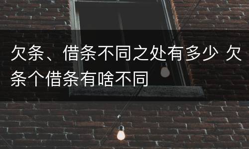 欠条、借条不同之处有多少 欠条个借条有啥不同