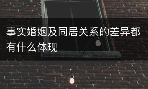 事实婚姻及同居关系的差异都有什么体现