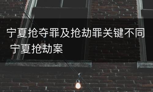 宁夏抢夺罪及抢劫罪关键不同 宁夏抢劫案
