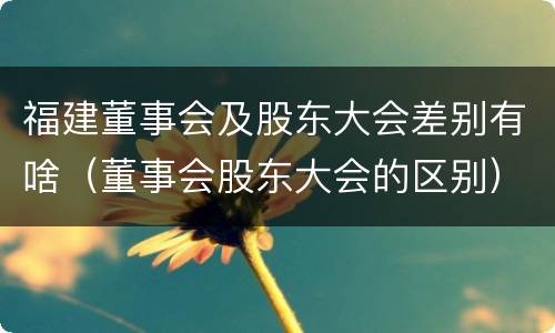 福建董事会及股东大会差别有啥（董事会股东大会的区别）