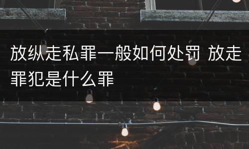 放纵走私罪一般如何处罚 放走罪犯是什么罪
