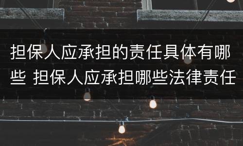 担保人应承担的责任具体有哪些 担保人应承担哪些法律责任