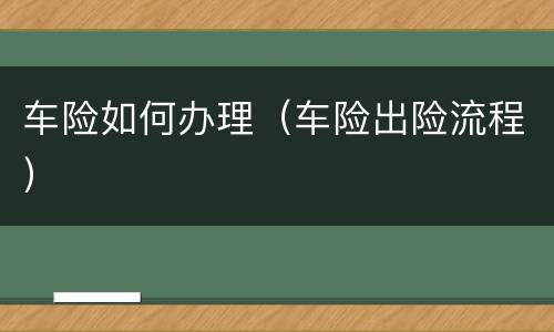 车险如何办理（车险出险流程）