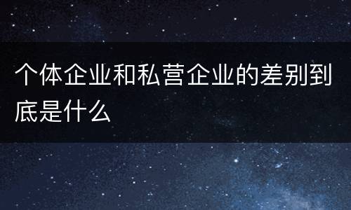 个体企业和私营企业的差别到底是什么