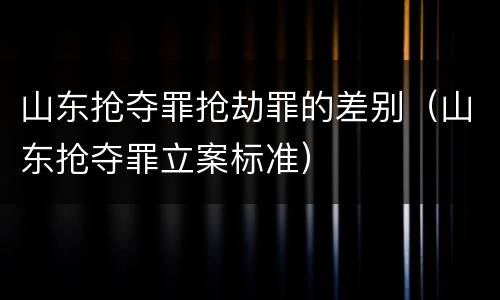 山东抢夺罪抢劫罪的差别（山东抢夺罪立案标准）