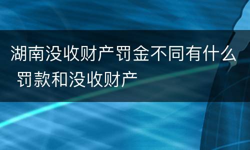 湖南没收财产罚金不同有什么 罚款和没收财产