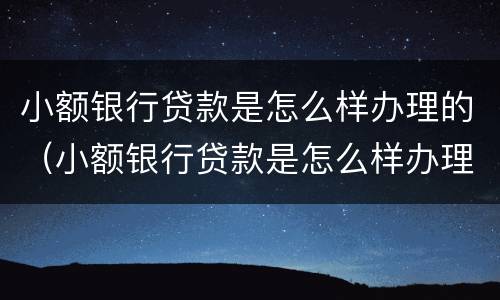 小额银行贷款是怎么样办理的（小额银行贷款是怎么样办理的手续）