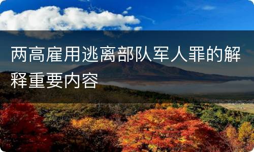 两高雇用逃离部队军人罪的解释重要内容