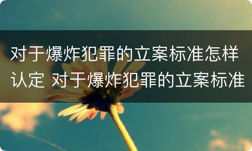 对于爆炸犯罪的立案标准怎样认定 对于爆炸犯罪的立案标准怎样认定为