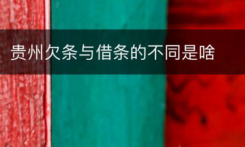 贵州欠条与借条的不同是啥