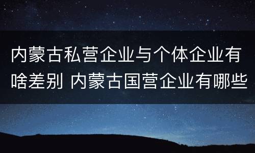内蒙古私营企业与个体企业有啥差别 内蒙古国营企业有哪些
