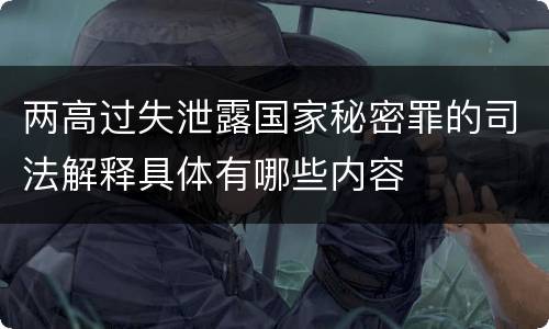 两高过失泄露国家秘密罪的司法解释具体有哪些内容