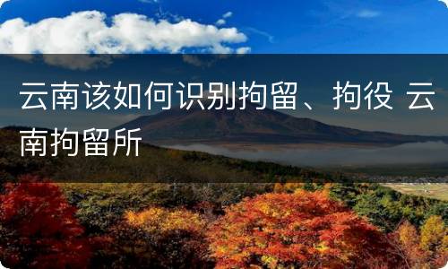 云南该如何识别拘留、拘役 云南拘留所