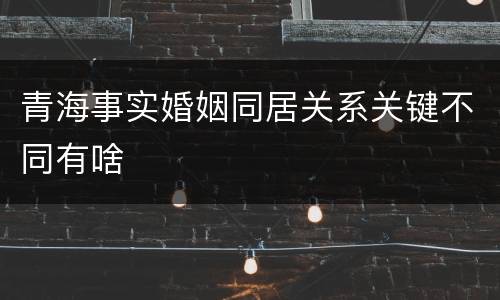 青海事实婚姻同居关系关键不同有啥