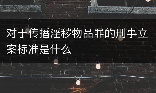 对于传播淫秽物品罪的刑事立案标准是什么