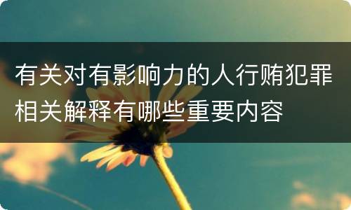 有关对有影响力的人行贿犯罪相关解释有哪些重要内容