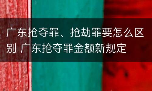 广东抢夺罪、抢劫罪要怎么区别 广东抢夺罪金额新规定