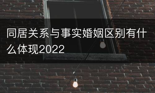 同居关系与事实婚姻区别有什么体现2022