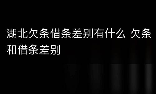 湖北欠条借条差别有什么 欠条和借条差别