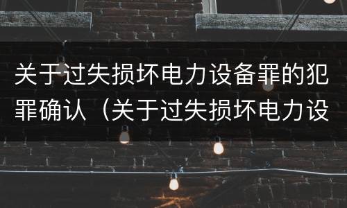 关于过失损坏电力设备罪的犯罪确认（关于过失损坏电力设备罪的犯罪确认标准）