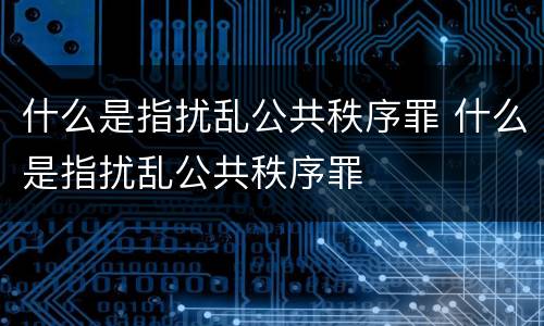 什么是指扰乱公共秩序罪 什么是指扰乱公共秩序罪