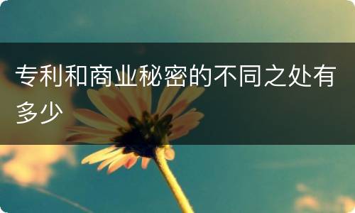 专利和商业秘密的不同之处有多少