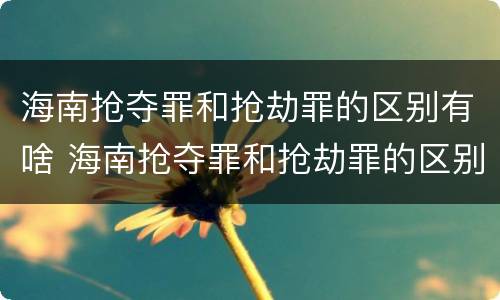 海南抢夺罪和抢劫罪的区别有啥 海南抢夺罪和抢劫罪的区别有啥不同