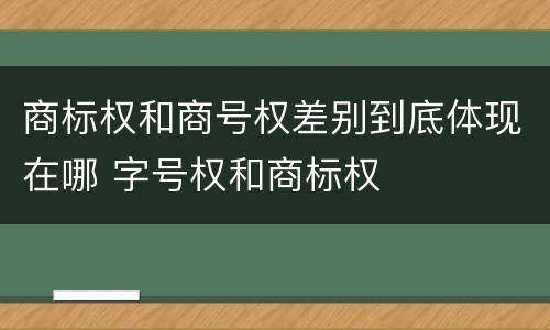 商标权和商号权差别到底体现在哪 字号权和商标权