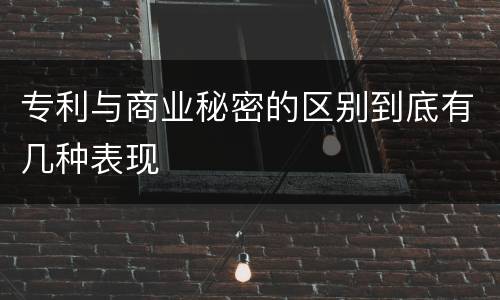 专利与商业秘密的区别到底有几种表现