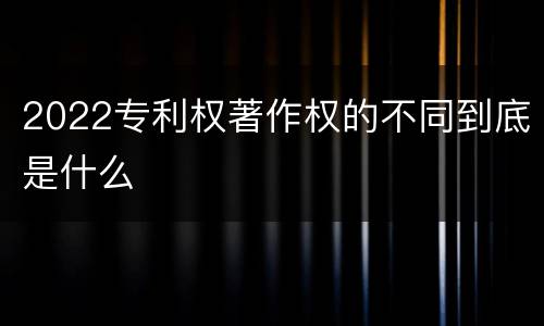 2022专利权著作权的不同到底是什么