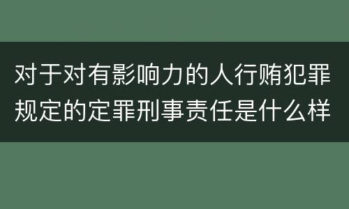 对于对有影响力的人行贿犯罪规定的定罪刑事责任是什么样的