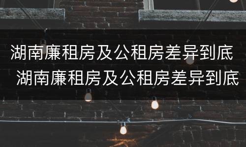 湖南廉租房及公租房差异到底 湖南廉租房及公租房差异到底多大