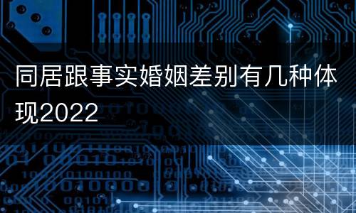 同居跟事实婚姻差别有几种体现2022