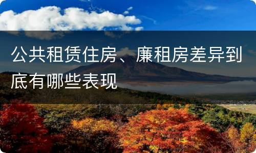 公共租赁住房、廉租房差异到底有哪些表现