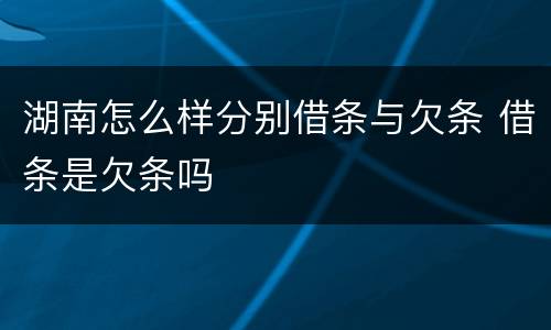 湖南怎么样分别借条与欠条 借条是欠条吗