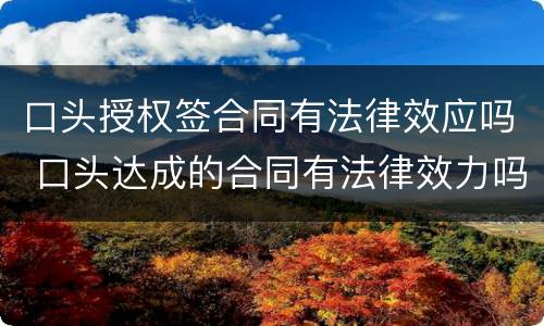 口头授权签合同有法律效应吗 口头达成的合同有法律效力吗