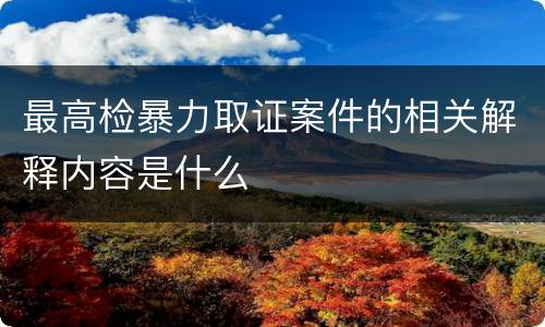 最高检暴力取证案件的相关解释内容是什么
