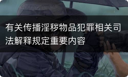 有关传播淫秽物品犯罪相关司法解释规定重要内容
