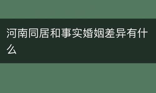 河南同居和事实婚姻差异有什么