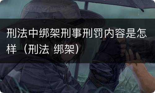 刑法中绑架刑事刑罚内容是怎样（刑法 绑架）