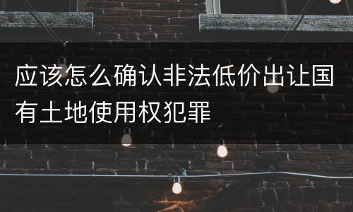 应该怎么确认非法低价出让国有土地使用权犯罪