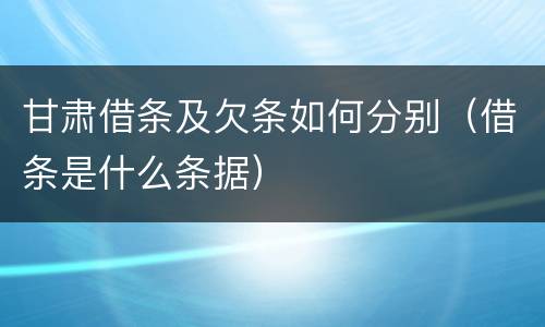 甘肃借条及欠条如何分别（借条是什么条据）