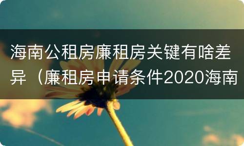 海南公租房廉租房关键有啥差异（廉租房申请条件2020海南）