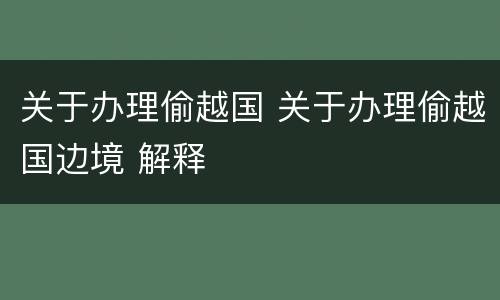 关于办理偷越国 关于办理偷越国边境 解释
