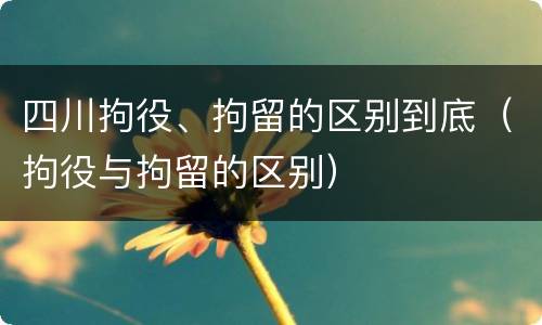 四川拘役、拘留的区别到底（拘役与拘留的区别）